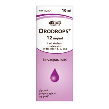ORODROPS 12 mg/ml korvatipat, liuos 10 ml