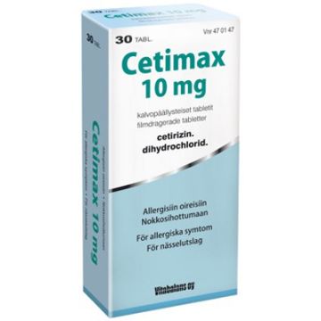 CETIMAX 10 mg tabl, kalvopääll 30 fol