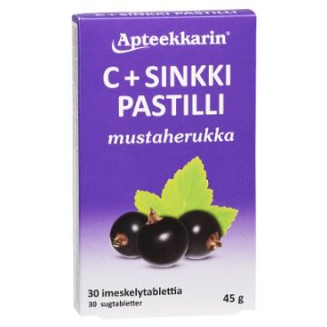 Apteekkarin C+ Sinkki mustaherukka pastilli 30 kpl