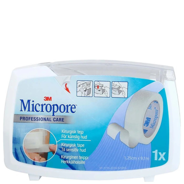 Micropore 1,25cm x 9,1m valkoinen katkokela 1 kpl