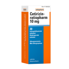 CETIRIZIN-RATIOPHARM tabletti, kalvopäällysteinen 10 mg 30 fol
