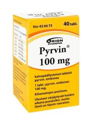 PYRVIN 100 mg tabl, kalvopääll 40 kpl