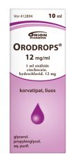 ORODROPS 12 mg/ml korvatipat, liuos 10 ml