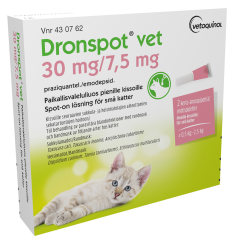 DRONSPOT VET 30 mg / 7.5 mg paikallisvaleluliuos (pienille kissoille)2x0,35 ml