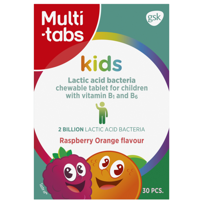 1000020469_Multi_tabs_Kids_Maitohappobakt_B1_ja_B6_vitamiini_Vadelma_Appelsiini_30_purutabl_pakkauskuva_Pakkauskuva21991_jpg